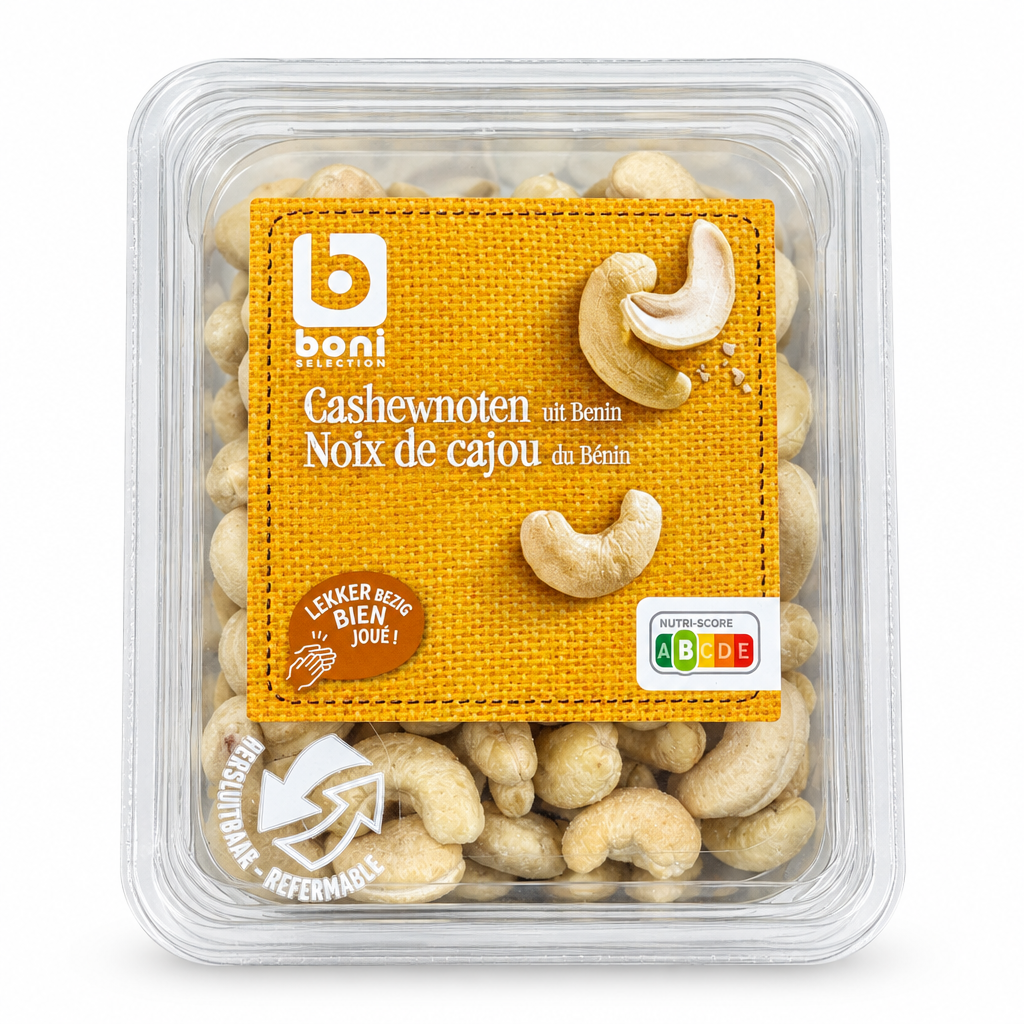 Boni Selection cashew nuts tub on white background