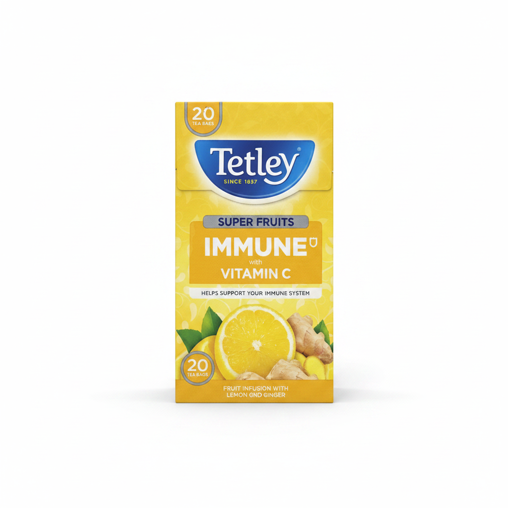 Tetley Super Fruits Immune with Vitamin C Lemon & Ginger Tea 20 Bags