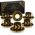 Crown Black & Gold Coffee Cup Set