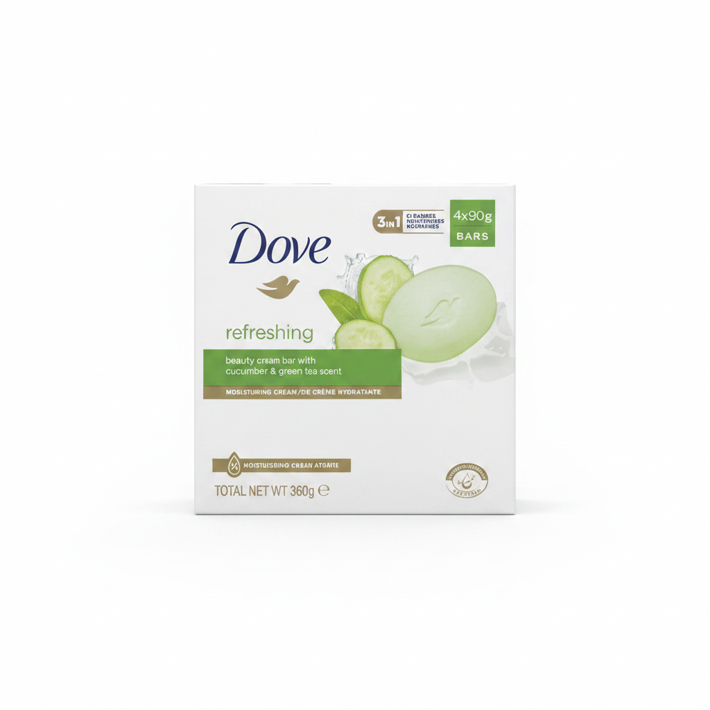 Dove Refreshing Beauty Cream Bar – Cucumber & Green Tea (4×90g)