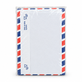 Plastic-wrapped pack of white Peel & Seal envelopes with a red-and-blue border on a clean white background