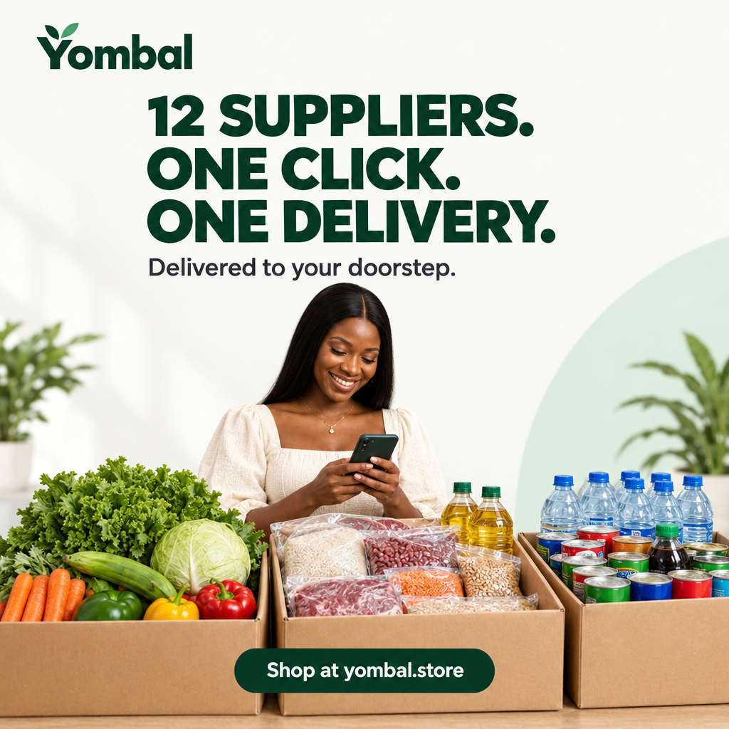 Yombal square advertisement with updated supplier slogan